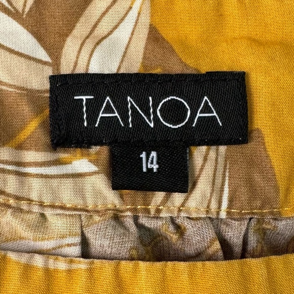 Tanoa top women 14 tropical pattern short sleeve flowy cropped top yellow - Picture 4 of 9